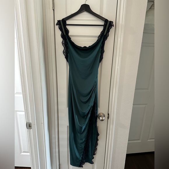 Anthropologie High-Slit Scoop-Neck Lace-Trim Midi Dress - Picture 4 of 6